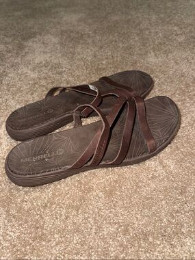 Merrell Dark Brown Multi-Strap Slide Sandals - size 11